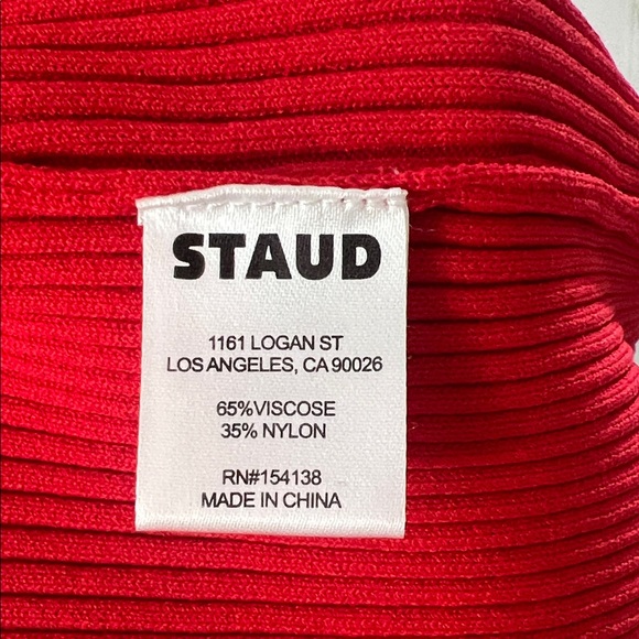 Staud Red Ribbed Knit Open Back Maxi Dress Long Sleeve Size S - Picture 4 of 7